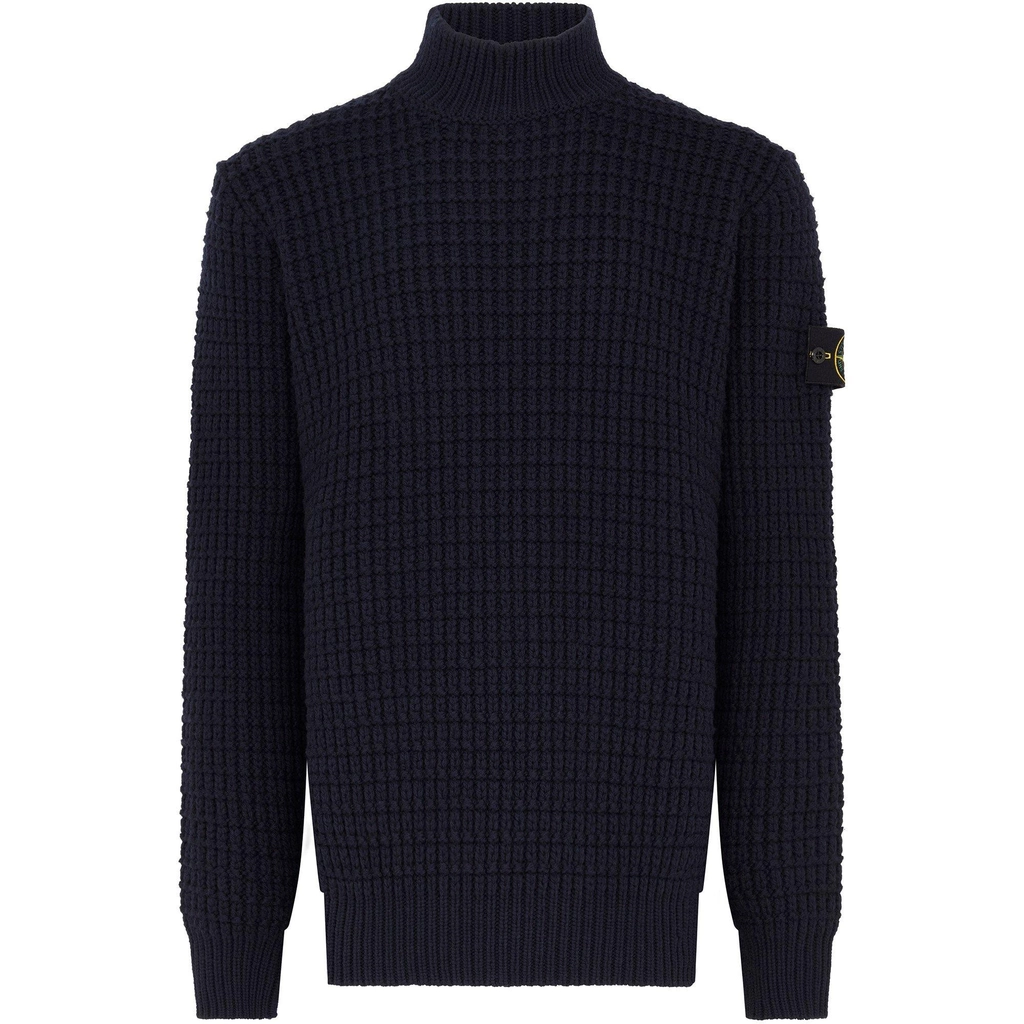 Stone Island Badge Knit Turtleneck - Navy V0020